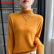 LOVER RUCCI2025法國羊絨衫女100%純羊絨高領(lǐng)寬松加厚毛衣針織打底羊絨衫 姜黃色 M