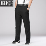 吉普（JEEP）中老年棉褲男冬季外穿加絨加厚爸爸寬松背帶褲老年男士休閑運動(dòng)長(cháng) 黑色 XL