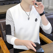 費洛仕長袖t恤男士春秋冬衛(wèi)衣圓領(lǐng)韓版青年學生打底衫潮上衣服保暖 WE1596白色 XL (139斤以下)