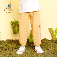 Classic Teddy精典泰迪兒童褲子男女童防蚊褲夏季寶寶純棉薄款長(zhǎng)褲 黃色 120 