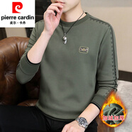 皮爾卡丹（pierre cardin）秋冬季加絨t恤男潮牌百搭內(nèi)搭打底衫2025冬季新款上衣服男裝 【加厚】23429軍綠 加絨 M 約80-105斤可穿