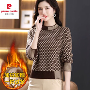 皮爾卡丹（pierre cardin）針織衫女加絨加厚毛衣2023新款秋冬小個(gè)子短款高腰寬松洋氣針織打 咖啡色【加/絨加厚款】 S 建議85-95斤