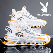 花花公子鞋子男款男鞋2025秋冬季新款男士透氣刀鋒跑步鞋增高運動(dòng)老爹鞋男 白色 CPL1227248 41