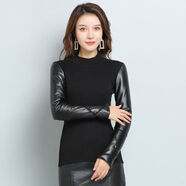 真綿羊純皮皮袖打底衫女冬保暖棉袖修身內配皮草馬甲毛衣 真皮扣-中領(lǐng)-袖子加絨加厚 S