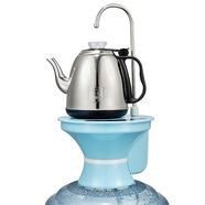 美能迪桶裝水燒水壺一體機(jī)電動(dòng)上水自動(dòng)抽水器帶加熱燒水器大桶水泡茶桶裝水飲水機(jī)底上水電熱水壺 藍(lán)色+自動(dòng)上水帶加熱+不銹鋼壺原色 1L