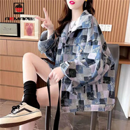 AEMAPE外套女2025年春秋冬季新款小清新牛仔短外套女設計感ins上衣 851紫色 XL _（建議145-160斤）