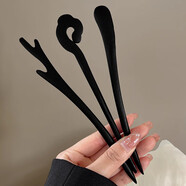 棉尾兔新年發(fā)簪女中式頭飾檀木流蘇高級感古風(fēng)盤(pán)發(fā)發(fā)釵過(guò)年簪子 普通木款淡雅3件套