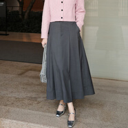 美洋（MEIYANG）云煙半身裙簡(jiǎn)約馬面裙文藝優(yōu)雅通勤休閑A字西裝裙休閑新款半裙女 灰色（長(cháng)版） S