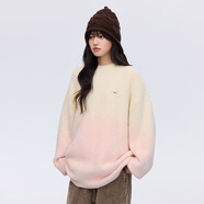 PSO Brand慵懶感漸變毛衣男女同款仿貂毛圓領(lǐng)寬松可愛(ài)小狗秋冬新年情侶裝 漸變粉 Pink XS