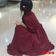 美安嘉可愛(ài)娃娃領(lǐng)連衣裙女夏季甜美軟妹學(xué)生裙子學(xué)院風(fēng)小個(gè)子a字裙 酒紅色凱蒂貓-顯瘦遮肚子連衣裙 L 105-115斤-顯瘦遮肚子連衣裙