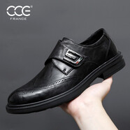 CCECCE男鞋潮流布洛克雕花軟皮軟面復(fù)古英倫風(fēng)德比鞋休閑皮鞋男25096 棕色 43