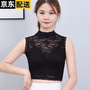 春景步雨新款蕾絲假領(lǐng)子女百搭毛衣襯衫打底假衣領(lǐng)洋氣蕾絲衫上衣 半身高領(lǐng)黑色 XL