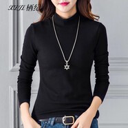 棲紀(jì) 白色半高領(lǐng)打底衫女長(zhǎng)袖春秋冬季百搭中領(lǐng)修身內(nèi)搭上衣 黑色-半高領(lǐng)【不加絨】 L  建議(100-110斤)