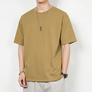 A21以純重磅260克32支雙紗純棉短袖T恤100%純棉男女T恤短袖 以純-卡其 M