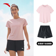 安踏速干運動套裝女士夏季透氣短褲短袖T恤有氧健身跑步瑜伽跳操衣服 【速干套裝】剛?cè)岱?1 S/160