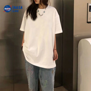 尚簡(jiǎn)紛100%純棉短袖t恤女秋季大碼260g重磅韓版T寬松ins純欲風(fēng)半袖上衣 白色【純色】五分袖純棉女 XL 建議120-140斤