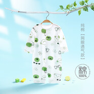 婧麒嬰兒連體衣夏裝新生男女寶寶夏季衣服純棉薄款空調服爬服夏天 柿子熊 73cm