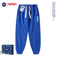 NASA GISS運動休閑褲2022潮牌男生NASA聯(lián)名百搭男士印花寬松束腳褲子 NS9056克萊因藍 3XL 建議170-190斤