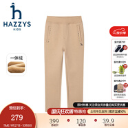 哈吉斯（HAZZYS）品牌童裝女童長(cháng)褲冬新品彈力舒適休閑百搭加厚一體絨長(cháng)褲 暖卡其 165