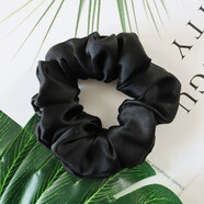 桑宋真絲發(fā)圈桑蠶絲丸子頭繩絲綢簡(jiǎn)約氣質(zhì)款網(wǎng)紅大腸圈甜美女手工發(fā)飾 黑色（一只裝）3.5cm