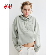 H&M女士衛(wèi)衣2025年秋季新款時(shí)尚舒適圖案連帽衫1245296 淺鼠尾草綠/米奇老鼠 155/80 XS