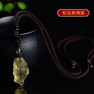 大繩 腰纏萬(wàn)貫三足蟾蜍車掛男女黃水晶金蟾吊墜925銀項(xiàng)鏈送客戶父親節(jié) 金蟾+棕色棉繩鏈