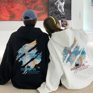 love legendlovelegend情侶裝衛衣春秋天季連帽國潮衣服寬松百搭男女同款 (款式一)白色女 M（建議100-115斤穿）