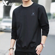 特步（XTEP） 衛(wèi)衣男裝套頭t恤衫夏季休閑運(yùn)動服飾男士保暖打底寬松大碼跑步服 力薦-標(biāo)準(zhǔn)黑 -logo基礎(chǔ)圓領(lǐng)不加絨 L /175 -現(xiàn)貨速發(fā)