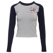 裂帛民族風(fēng)顯瘦圓領(lǐng)修身休閑百搭秋季長(cháng)袖針織長(cháng)袖T恤51EO0245 藍灰色 S