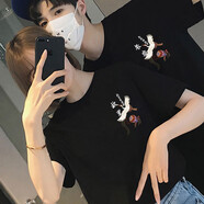 love legend情侶裝夏天季短袖t恤新款寬松潮流一男一女學(xué)生上衣套裝班服定制 胸前小圖 黑色 M 男+女S