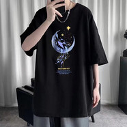 嘉曄（JIAYE）便宜短袖t恤男情侶裝閨蜜兄弟上衣五分袖T恤男潮流學(xué)生打底衫 黑色 M