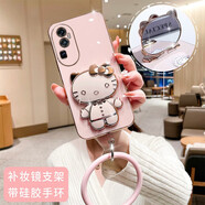 卓昇 OPPO reno10手機殼KT補妝鏡支架RENO9pro保護套全包防摔硅膠por女款高檔小眾