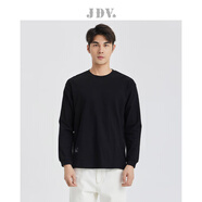杰帝梵（J.D.V）男裝秋季新款全棉百搭休閑潮流圓領(lǐng)寬松無(wú)帽衛衣長(cháng)袖T恤上衣 黑色 XL 180/104B