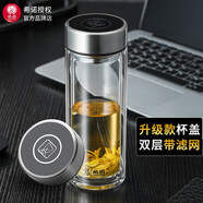 希諾雙層玻璃杯男女家用杯子高檔便攜水杯隔熱茶杯車載商務(wù)定制水杯 全新升級-禮盒裝-6596- 410ml