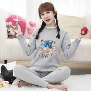 曼之伴保暖內(nèi)衣女加絨加厚線衣少女孩純棉秋衣秋褲初中學(xué)生保暖內(nèi)衣套裝 潮鞋灰色 3XL (90-110斤)