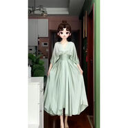 瀚冉真便宜女裝春款2024年新款法式氣質(zhì)溫柔風(fēng)長(cháng)裙高端精致顯瘦綠色連 綠色 M （建議95-106斤）