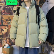 貴人熊棒球服棉衣男冬季2021冬季潮流情侶裝面包服港風(fēng)立領(lǐng)工裝棉服寬松百搭潮牌ins棉襖子外套青少年 淺綠色 L