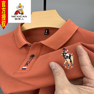 稻草人夏季短袖t恤保羅高端刺繡翻領(lǐng)Polo男士衫重磅半袖上夏天體恤 ZP224橘黃色 XL碼/52建議140-160斤