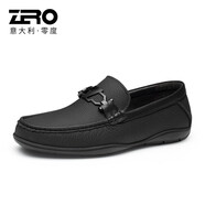 零度男鞋 新款頭層鹿皮軟面舒適套腳鞋商務(wù)休閑皮鞋 黑色【官方發(fā)售】 38