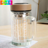 RSRDDY新款心經(jīng)玻璃杯雙層大悲咒水晶杯隔熱保溫杯供佛耐熱茶杯便攜水 心經(jīng)雙層隔熱水晶杯