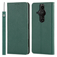 紐為適用索尼Xperia pro I皮套手機殼牛皮proi保護套XQ-BE72翻蓋式sonyproi Xperia Pro-I【暗夜綠頭層牛皮】+掛繩