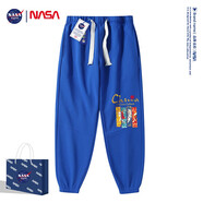 NASA GISS春秋運動休閑褲2022新款男潮牌NASA聯(lián)名男生百搭印花寬松束腳褲子 NS9040克萊因藍 L 建議120-135斤