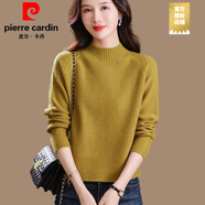 皮爾卡丹（PIERRE CARDIN）半高領(lǐng)毛衣女秋冬新款爆款洋氣短款高腰內(nèi)搭針織打底衫加厚毛絨衫 大朗濮院毛衣女姜黃色 均碼 嘉興濮院大朗桐鄉(xiāng)毛衣 80-140斤可穿
