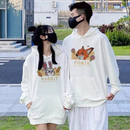 MDlila紅色情侶裝春秋季衛(wèi)衣男女同款連帽衣服休閑寬松長袖外套班服定制 兔朱迪 白色《春秋款》 M 建議(100-120斤穿)