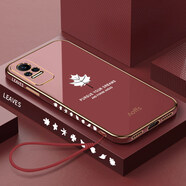 優(yōu)蕾絲 小米Civi 1S手機殼Mi Civi 1S保護5G版硅膠套直邊鏡頭全包防摔軟殼男女款外殼 小米Civi 1S【山茶紅】全屏軟膜+手繩