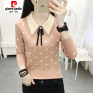 皮爾卡丹（pierre cardin）2025新款春秋寬松毛衣女POLO娃娃領(lǐng)套頭長(cháng)袖韓版針織打底衫上衣女 粉紅色 +【專(zhuān)柜品質(zhì)】 S 建議【80-90斤】