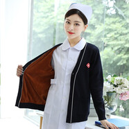 云鑫護(hù)士毛衣外套開衫加絨女醫(yī)護(hù)人員冬季值班針織衫外搭工作服 藏藍(lán)白邊加厚加絨（半身絨） XXXXL