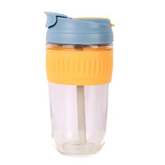 樂(lè )扣樂(lè )扣（LOCK&LOCK） 玻璃水杯女帶吸管便攜可愛(ài)高顏值春夏大容量沖蛋白粉牛奶咖啡杯 晴空藍- 500ml