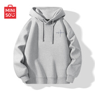 名創(chuàng)優(yōu)品（MINISO）連帽衛(wèi)衣男重磅寬松春秋季休閑高級(jí)感青少年潮流外套 麻灰 XL