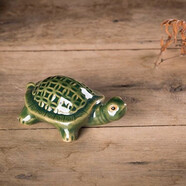 美吔陶瓷金錢(qián)龜大號(hào)石墨龜烏龜家居裝飾擺件假山魚(yú)缸造景擺件包郵 3寸綠色9*6*4cm